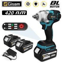 420 n.m Clé à chocs électrique sans balais électriques 1/2 pouce for Makita 18V Battery(2 Li-ion Batteries )