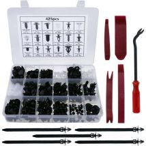 425Pcs Rivet Clips Plastique - Rivet Universel Nylon Noir - Fixation De Protection Universel Pour Auto Voitures - Avec Pince De Retrait Et Outil
