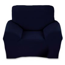 4351 Housse de fauteuil 1 place couleur unie tissu élastique facile à enfiler Couleur: Bleu