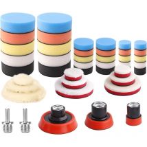 44 Kit de Pièces Polissage Pad, Tampon de polissage, lustrage, éponge polissage, Laine De Polissage Cirage, kit polish voiture, avec Adaptateur de