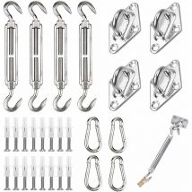 Ontway - 44 pcs Kit de Fixation pour Voile D'ombrage, Inoxydable Kit de Montage Fixations d'ombrage de Voile, de Fixation pour Triangle et Carré,