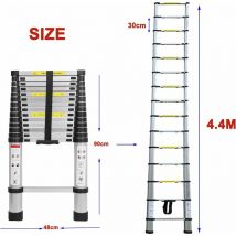 4,4M Echelle Telescopique, Échelle de Sauvetage Télescopique Multifonctionnelle d'échelle d'alliage d'aluminium, Ladder Multifonction Portable