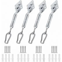 44Pcs Shade Sail Fixing Kit, 304 Stainless Steel Sun Shade Sail Garden Sail Fixing Kit for Triangle Square Rectangle and Triangular