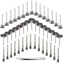 45 Pieces Woodworking Drill Tool Wire Brush Stainless Steel Wire Metal Rotary Drill Brush, Silver (Stainless Steel)
