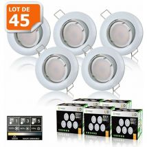 Lampesecoenergie - 45 Spots led 3-step dimmable sans variateur 7w eq.56w blanc chaud orientable finition blanc