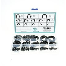 450 pièces Circlips Interne E-Clips, Circlips E-clips, Bague de Retenue Eexterne Snap Kit, Anneau de Retenue Externe Snap pour Fixer Poulies à