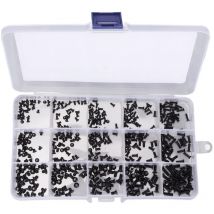 450pcs tête fraisée km combinaison de vis, vis noire, vis km noire 15 spécifications combinaison,Boîte à vis