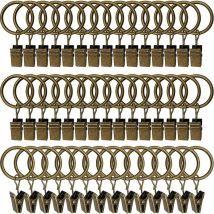 45PCS Anneaux à rideaux avec pinces - Bronze antique, pinces à rideaux solides, crochets de fixation de tringle de tension, crochets décoratifs pour