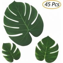 [45pcs] Feuilles Tropicales, Décoration De La Jungle Feuilles De Palmier Jungle Plage Thème Fête De Mariage Décoration De Table Décoration