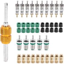46 Pcs Climatiseur Valve Core Remover Outil Valve Cores Accessoires A/c Outil De Réparation Joint Set Pour R410 R22 R134a