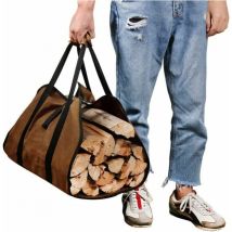 Cyslmuk - 46x98cm Brun Sac de Transport pour Bois de Chauffage, Toile Sac à Bûche Cheminée, Sac Transport Buches Résistant à Eau, Accessoires de