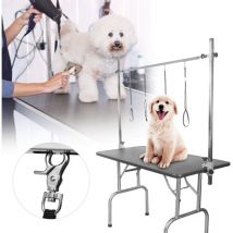 Ynkkvre - 47.2inch Table de Toilettage Pliante, Table de Toilettage Ajustable pour Chien Chat, Table de beauté pour Animaux de Compagnie avec Bras à