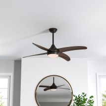 48 Inch Black Ceiling Fan with led Light Kit, 4 Blades and Remote Control