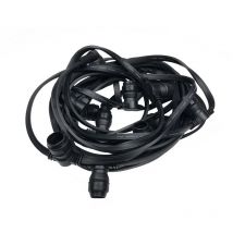 96 Mètres / 192 douilles B22 - Guirlande Guinguette Professionnelle Câble plat - Noire Limão