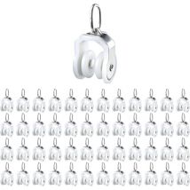 48 Pièces Galets de Glissement pour Rideaux Rouleaux de Rail de Rideau Rails de Rideau à deux Roues Coulissantes(acier inoxydable)