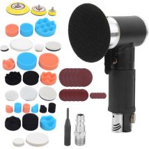 Jeffergarden 48 pièces ponceuse à air noir excentrique pneumatique voiture cirage polissage ponceuse at 1500 (buse d'air européenne) Buse à air