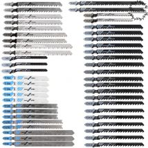 Largeight - 48pcs Lames de Scie Sauteuse à Tige en t , Fabriquées en hcs/hss, avec étui de rangement pour la coupe du bois, du plastique et du métal