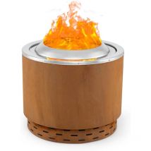 Costway - 49 cm Smokeless Fire Pit Stainless Steel Wood Burning Firepit-Brown