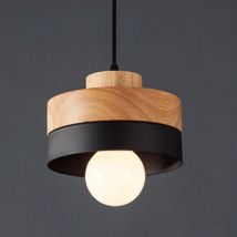 Wottes - Moderne Hängeleuchte Innenbereich Pendellampe Metall Holz Deckenleuchte für Küche Esszimmer Café Schwarz