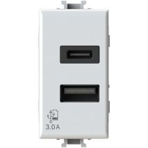 4box presa usb con connettore tipo c e tipo a 3.0a per bticino matix bianca 4b.am.usb.30