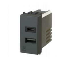 4box presa usb con connettore tipo c e tipo a 3.0a per bticino livinglight antracite 4b.l.usb.30