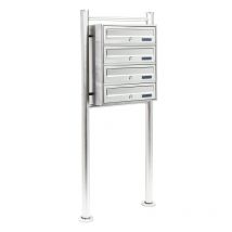 Wiltec Cassetta postale condominiale autoportante 4 posti, acciaio inox, 1 modulo, 513 x 270 x 1500 mm