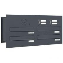 4er Briefkastenanlage für Mauerdurchwurf ral Farbe 7016 Klingel Sprechgitter