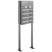 4er Edelstahl Briefkasten Standanlage Freistehend mit Klingel