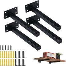 4er-Pack Regalhalterungen 15 cm, wandmontierte Regalhalterung, wandmontierte Regalhalterung, robuste Eckhalterung, schwarz