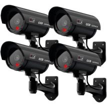 4er-Pack Dummy-Kameras für den Außen- und Innenbereich, gefälschte CCTV-Überwachungskamera mit blinkender led (4 Stück, schwarz)