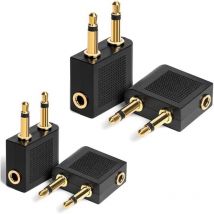 4er Pack Flugzeug Kopfhörer Adapter Vergoldeter Airplane Adapter für alle Fluglinien Inflight Systeme