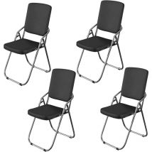 4er Pack Klappstühle Besucherstuhl, pu Esszimmerstuhl, Leder gepolstert Esszimmerstuhl, Metallgestell mit Rückenlehne - Schwarz 46 x 53 x 86 cm