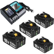 Pdstation - 4er-Pack Makita 18 v 8 Ah Ersatzakkus mit DC18RC-Ladegerät, kompatibel mit Makita 18 v Akkus BL1860 BL1820 1830B 1840B 1850B, passend für