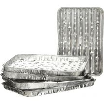 Csparkv - Set mit 5 Aluminiumtabletts, Aluminiumtablett, Tablettset, Aluminium, Silber, 34 x 23,5 x 2 cm