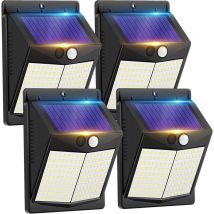 4er-Pack Solarleuchten für den Außenbereich mit Bewegungsmelder – 3 Modi, wasserdichte Solarleuchten, kabellose Sicherheits-Wandleuchten für den