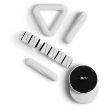 Fitfiu Fitness - 4er-Pack Sportzubehör: 1 Kettlebell 2 Handgelenkbänder 2 Kurzhanteln 2 Gleitscheiben 1 Gummiband aus Stahl in weißem Silikon shapes