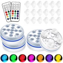 Ineasicer - 4er-Pack untertauchbare LED-Poollichter für oberirdische Pools, IP68 wasserdicht, mit RF-Fernbedienung, 16 RGB-Farben