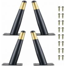 Ymyny - 4er-Set 10 cm Möbelbeine, Tisch- und Stuhlbeine aus Metall mit geräuscharmer, rutschfester Basis, Schwarz + Gold