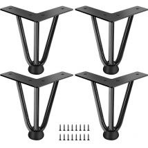 4 Stück Haarnadel Möbelfüße 10cm Tischbeine aus Metall mit Bodenschoner und Schrauben für Sofa Kommode Schrank Schwarz