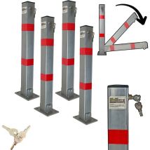 Baumarktplus - 4x Absperrpfosten eckig Parkplatzsperre Sperrpfosten klappbar Standfuß