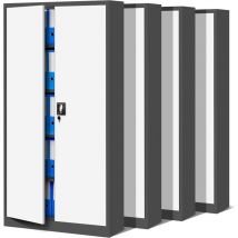 4er Set Aktenschrank C001 Metallschrank Stahlschrank Werkzeugschrank Büroschrank Lagerschrank Universalschrank Pulverbeschichtung Flügeltüren 185 cm