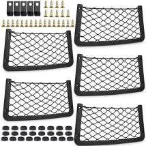 4er-Set Auto-Aufbewahrungsnetz, Kofferraum-Aufbewahrungsnetz, Kofferraumnetz, mit Schrauben, Haken, Autotaschen-Organizer-Tasche für Auto, Wohnmobil,