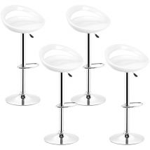 4er-set Barhocker,aus Abs-kunststoff,360°frei Drehbar Höhenverstellbar, Mit Fußstütze, Für Küche, Weiß