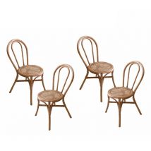 4er Set Chillvert Parma Gartenstühle 40x52x90 cm aus widerstandsfähigem Naturrattan Farbe Braun Boho Chic Style