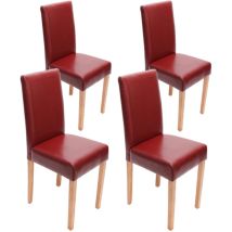 4er-Set Esszimmerstuhl Stuhl Küchenstuhl Littau Leder, rot helle Beine
