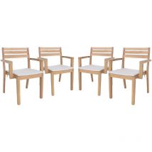 Sweeek - 4er-Set Gartenstühle aus Akazienholz mit Kissen