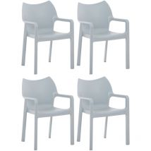 4er Set Gartenstühle Diva mit Armlehne hellgrau