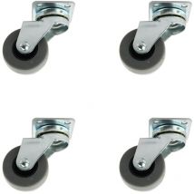Ms Beschläge - Möbelrollen 4er Set Hartgummi ø 40mm mit Anschraubplatte Transportrolle Metall
