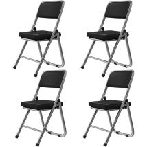 4er-Set Klappstühle für drinnen und draußen, bequemer Klappstuhl aus Kunstleder und Metall, für Garten, Esszimmer, Büro oder Konferenz – Schwarz, 45