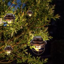 4er Set led Solar Pendel Laternen Gitter Design Außen Beleuchtung Garten Hänge Lampen Terrasse